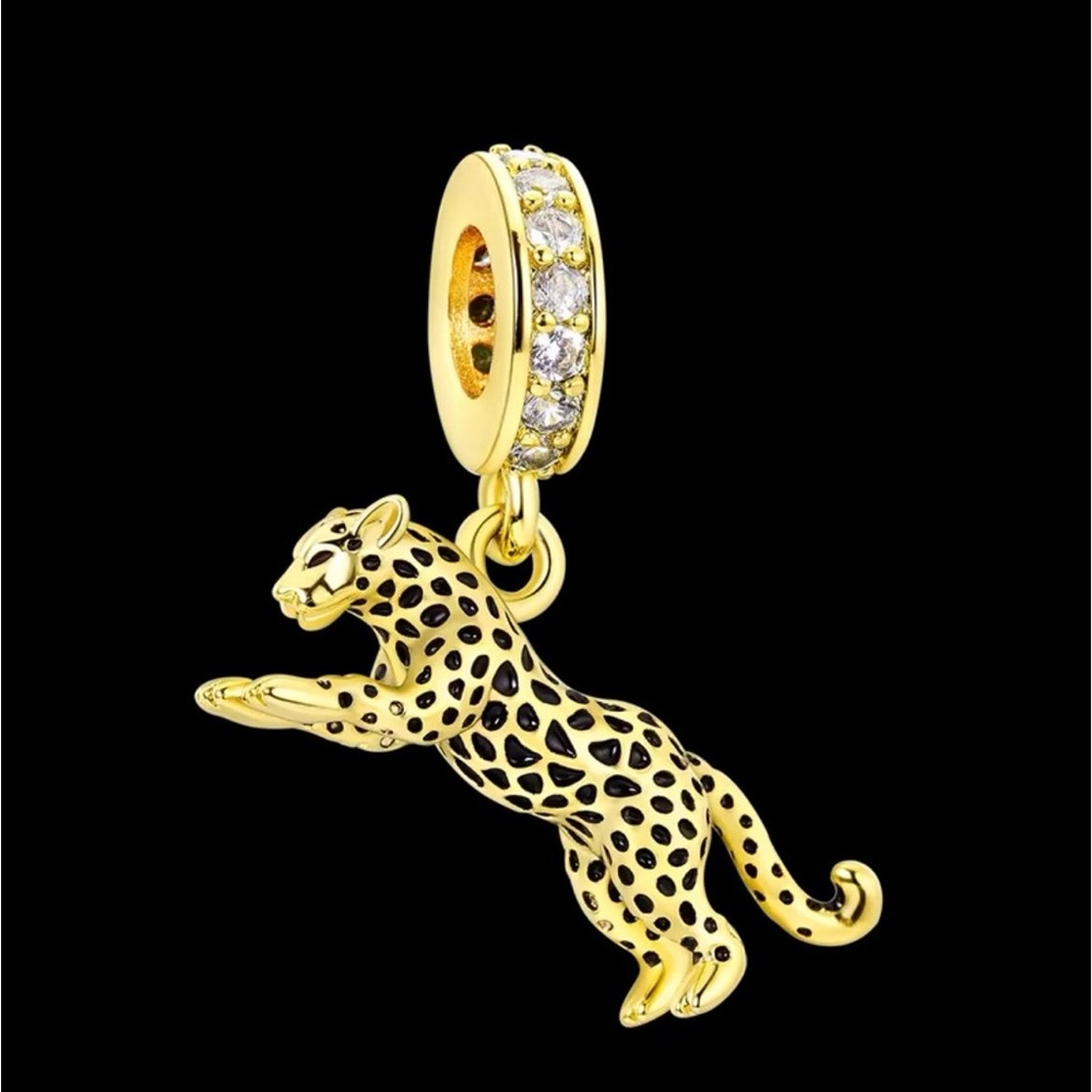 NEW Gold Cheetah Dangle Pandora Style Charm